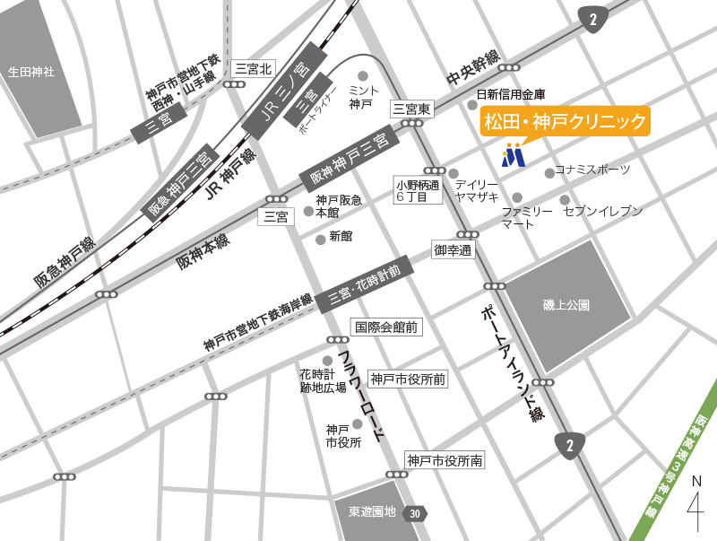 松田・神戸クリニック近隣地図